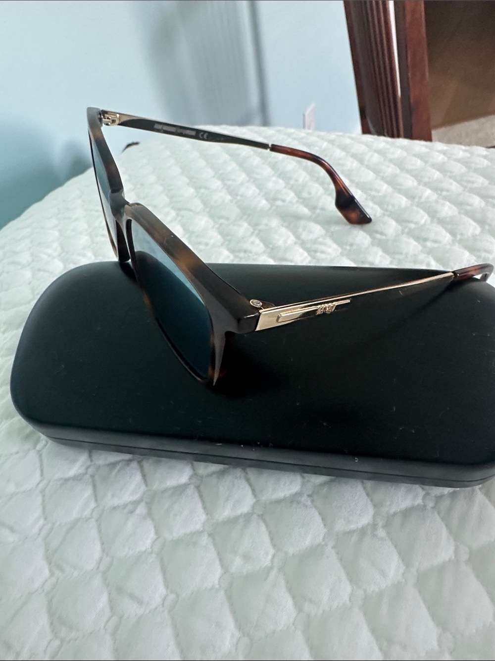 Alexander McQueen Tortoiseshell Sunglasses with Gold Accent